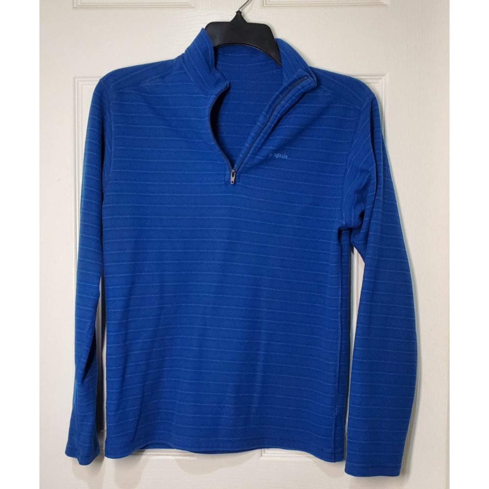 Patagonia Youth XL 14 Blue Quarter Zip Fleece Pullover Polyester